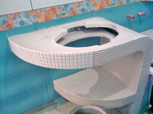 столешница из гипсокартона в ванной фото
