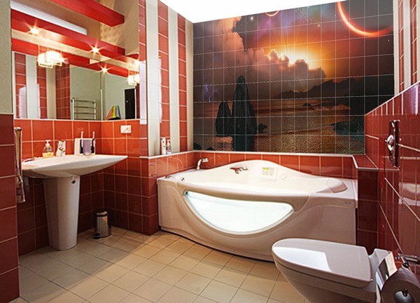 ванная комната с фотоплиткой фото
