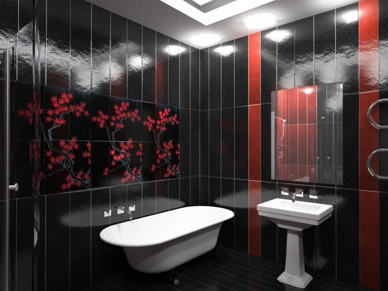 красно черная ванная комната фото