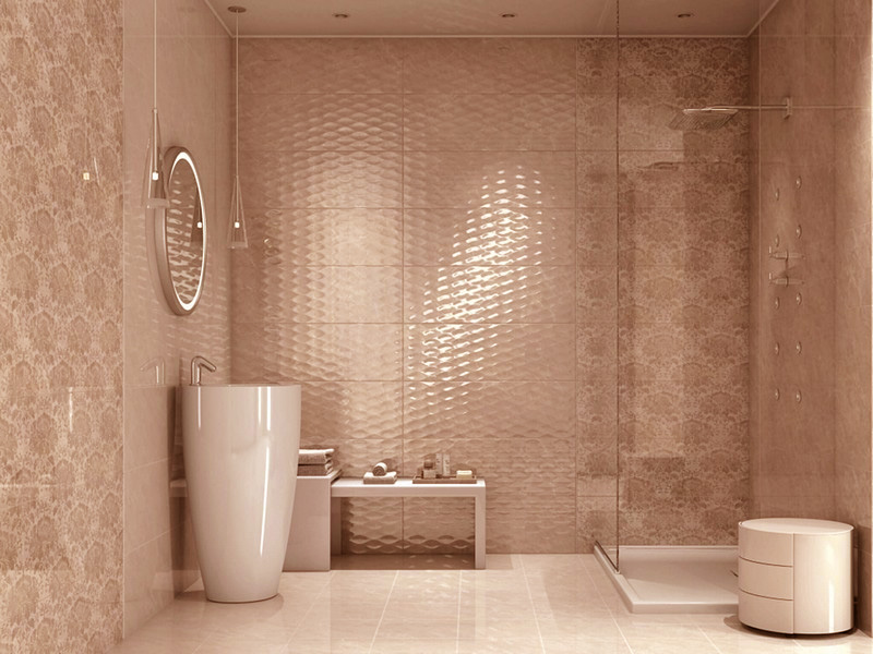 дизайн бежевой плитки для ванной фото