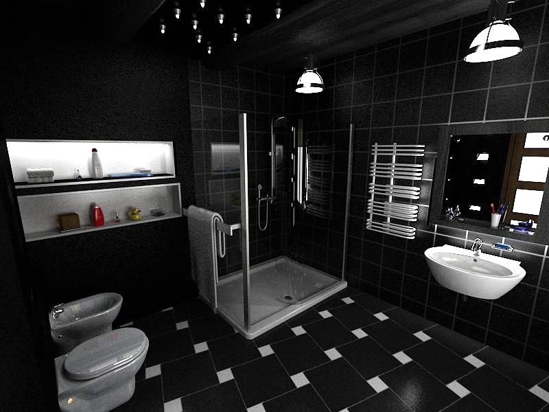 черная ванная комната фото